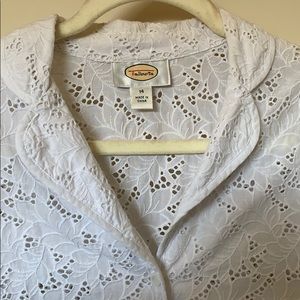 Talbots Vintage White Eyelet Lace Button Up Jacket